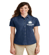 College Park Ladies Short Sleeve Denim Button-up