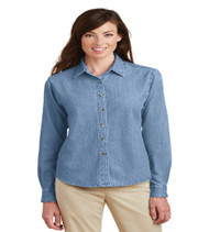 Maxey Ladies Long Sleeve Denim Button-up