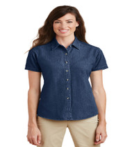 Maxey Ladies Short Sleeve Denim Button-up