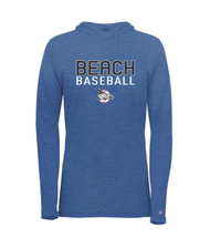 Beach Baseball Ladies Heather Tri-Blend Hoodie