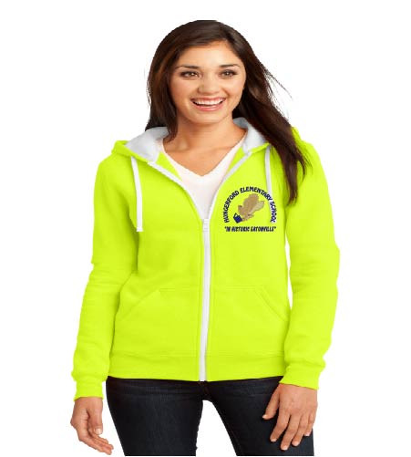 Hungerford ladies zip-up hooded sweatshirt w/ embroidery
