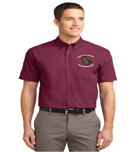 Eagle's Nest men's short sleeve button-up shirt w/ embroidery