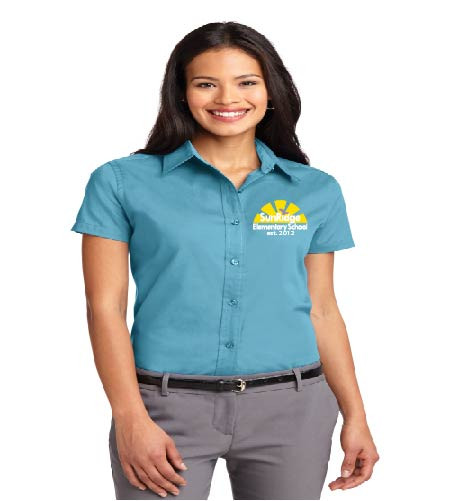 SunRidge ladies short sleeve button-up shirt w/ embroidery