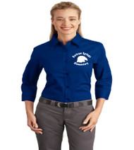 Bartram Springs ladies 3/4 sleeve button-up w/ embroidery