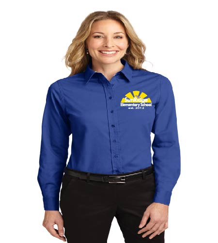 SunRidge Elementary ladies long sleeve button-up shirt w/ embroidery