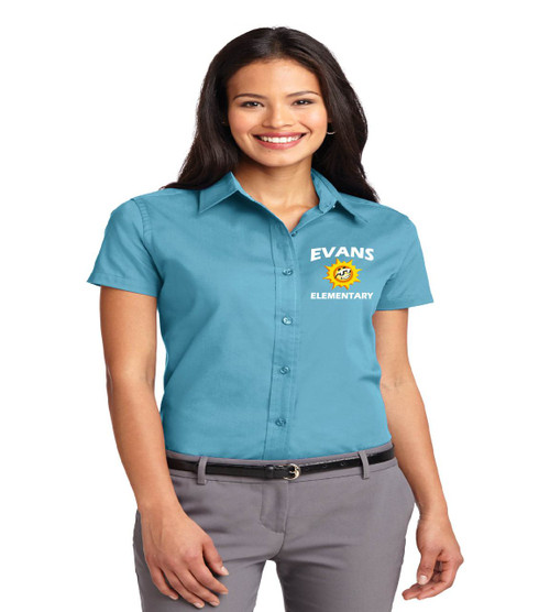 Evans ladies short sleeve button up
