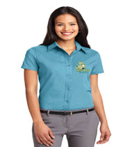 Three Points Ladies Short Sleeve Button-up