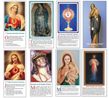 Special - All 8 Sets of Holy Cards @ 25 per packet - English - 1st Friday Devotion, 1st Saturday Devotion, Promises of Praying the Rosary, Devotion to the Passion, Promises For Adoration, Our Loving Mother, Our Loving Mother's Request & Divine Mercy