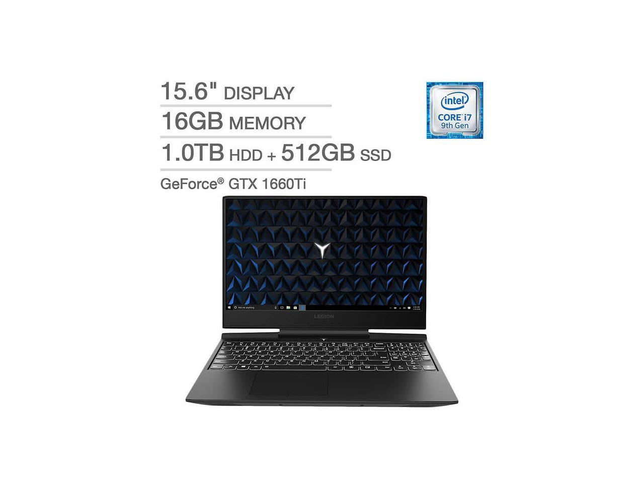 Lenovo Legion Y545 15.6 Gaming Laptop, i7-9750H, 16GB RAM, 1TB HDD + 512GB  SSD, NVIDIA GeForce GTX 1660Ti