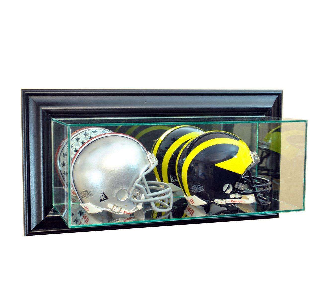 Deluxe Real Glass Wall Mounted Double Mini Helmet Dispaly Case