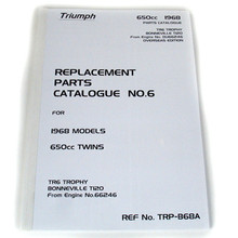 "Full Size" Triumph Parts Book, 1968 650cc Twins, TR6 Trophy, T120 Bonneville Motorcycles