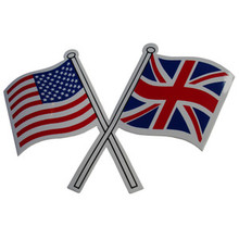 Crossed Flag Sticker, USA Flag / British Flag, BSA, Norton, Triumph Motorcycles, 24-UJ4