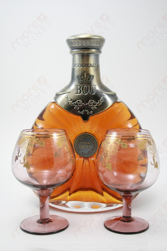 Bou Cognac XO France Gft Pk W/ 2 Glasses 750ml