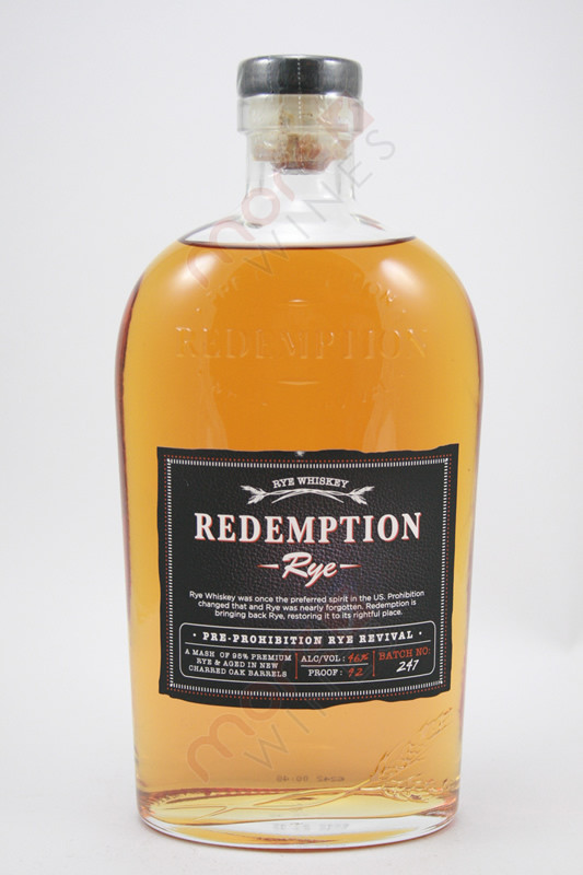 Redemption PreProhibition Rye Revival Rye Whiskey 750ml MoreWines