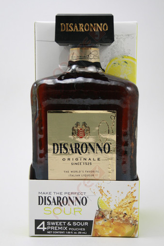 Disaronno Originale Liqueur Gift Set With 4 Sweet & Sour Premix Pouches 750ml 
