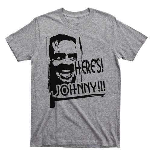 Jack Nicholson Here’s Johnny Red T Shirt Stanley Kubrick The Shining Sport Gray Tee