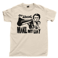 Dirty Harry Make My Day Tan T Shirt Inspector Callahan Clint Eastwood Tan Tee