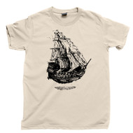 Flying Dutchman's Ship T Shirt Underwater Shipwreck Pirate Treasure Natural Cotton Tee
