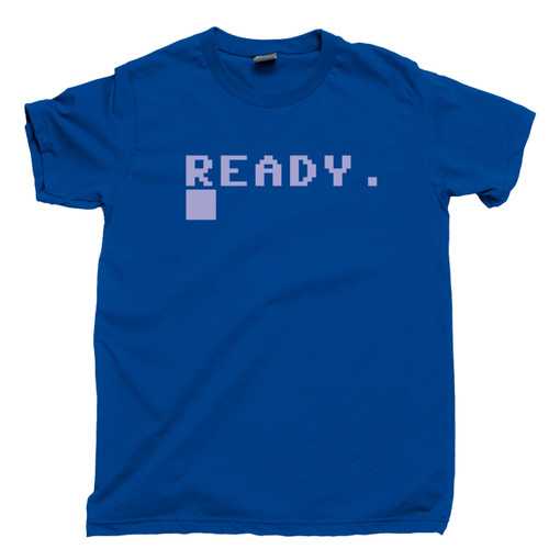 Commodore 64 Ready T Shirt Boot Screen Ready 80s 8-Bit Home Computer Royal Blue Tee