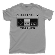 Video Game T Shirt Classically Trained 80s 90s Retro Cartridge Video Game Nintendo Console System Light Gray Tee