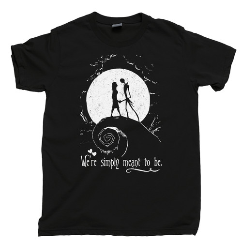 Nightmare Before Christmas T Shirt Jack And Sally We're Simply Meant To Be Black Tee
