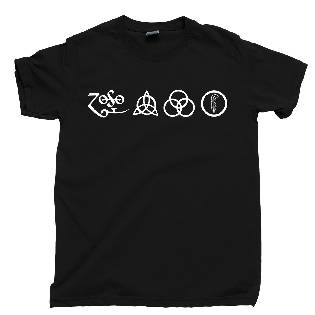 Led Zeppelin 4 Symbols T Shirt - Stairway To Heaven, Page And Plant, Zoso  Tee