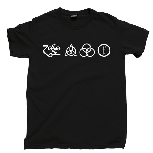 Led Zeppelin 4 Symbols T Shirt Stairway To Heaven Black Tee