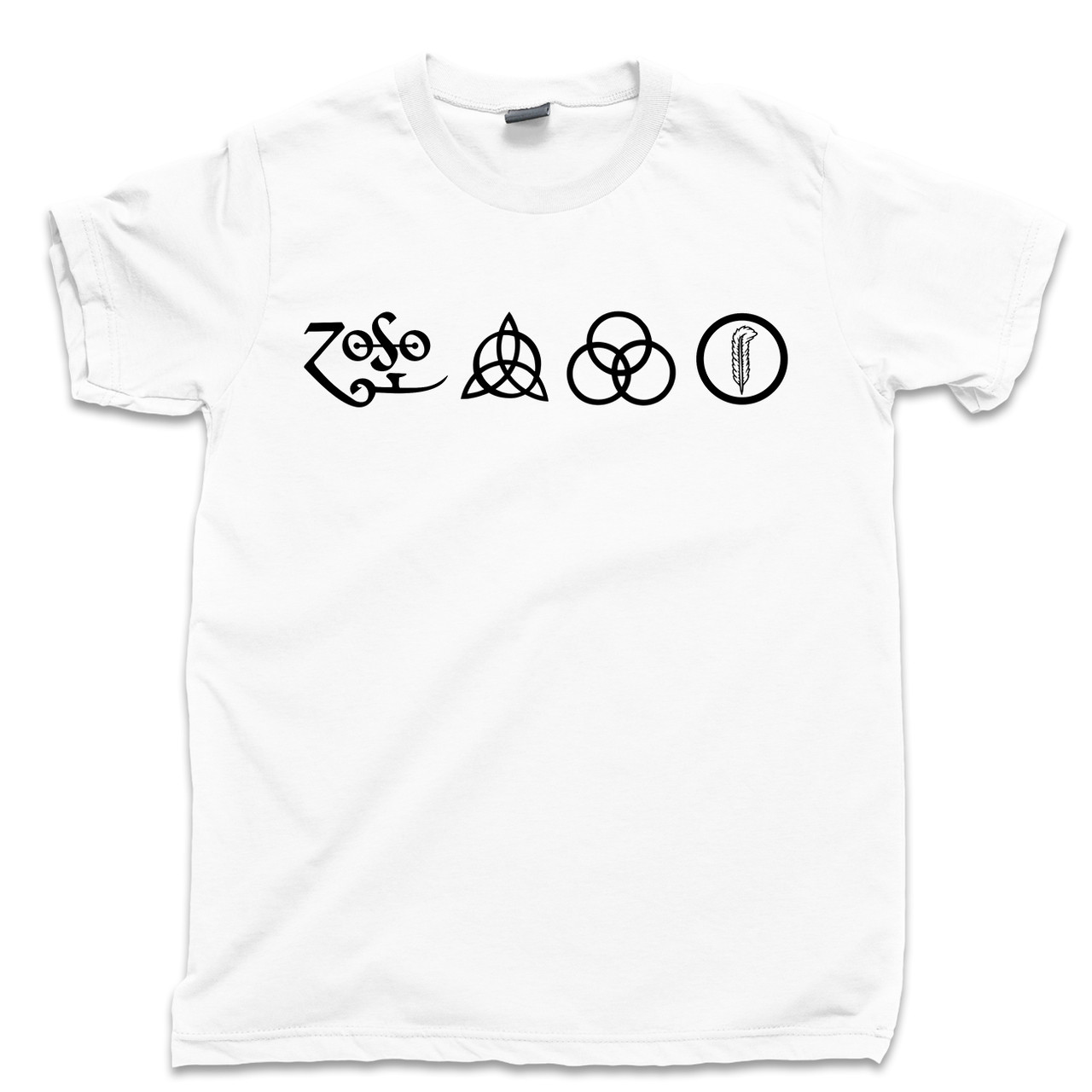 Led Zeppelin 4 Symbols T Shirt, Page And Plant, Stairway To Heaven, Zoso Tee