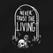 Never Trust The Living Black T Shirt Tombstone Skull Skeleton Coffin Grave RIP Tee