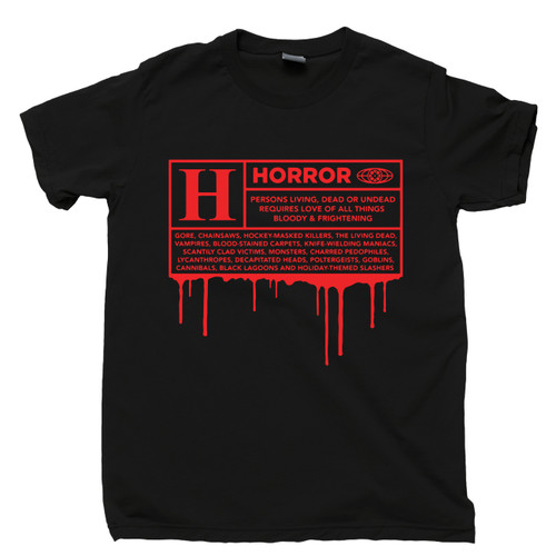 Rated H For Horror Movies T Shirt Friday The 13th Nightmare On Elm Street Texas Chainsaw Massacre Halloween Black Tee