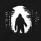 Bigfoot Black T Shirt Moonlight Sasquatch Monkey Ape Man Yeti Cryptids Cryptozoology Tee
