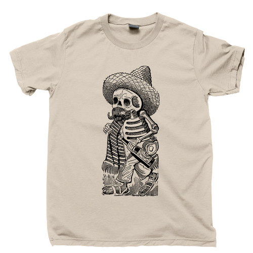 Jose Guadalupe Posada T Shirt Calavera Maderista Famous Mexican Revolution Artist Day Of The Dead Tan Tee