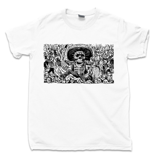 Jose Guadalupe Posada White T Shirt Calavera Oaxaquena From Oaxaca Famous Mexican Revolution Artist Day Of The Dead Tee