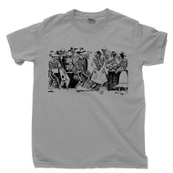 Jose Guadalupe Posada Gray T Shirt El Jarabe En Ultratumba Folk Dance Famous Mexican Revolution Artist Day Of The Dead Tee