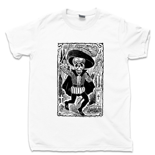 Jose Guadalupe Posada White T Shirt Skeleton Of Don Juan Tenorio Famous Mexican Revolution Artist Day Of The Dead Tee