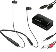 HomeSpot Wireless Neckband Headphones for TV Watching with Bluetooth 5.2 aptX LL Transmitter No Delay Lightweight High Volume Ideal for Seniors 3.5mm Aux RCA TOSLINK Optical