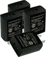 HomeSpot UL Certified USB Wall Charger 5V1A Plug In-door Power AC Adapter 4 Pack Black