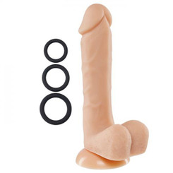 Pro Sensual Premium Silicone Dong Beige 8 inches with 3 C-Rings Best Sex Toys