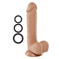 Pro Sensual Premium Silicone Dong Tan 8 inches with 3 C-Rings Sex Toy
