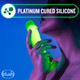 Neo Elite Glow In The Dark 7.5 In Silicone Dual Density Penis W/ Balls Neon Green by Blush Novelties - view 3