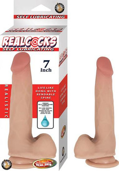 RealShaft Dildo Self Lubricating 7 inches Realistic Dildo Beige by NassToys