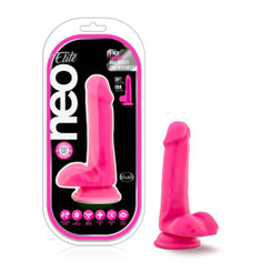 Neo Elite 6in Silicone Dual Density Cock W/ Balls Neon Pink Best Sex Toys