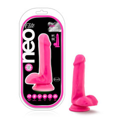 Neo Elite 6in Silicone Dual Density Penis W/ Balls Neon Pink by Blush Novelties