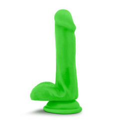 Neo Elite 6 inches Silicone Dual Density Penis, Balls Green by Blush Novelties
