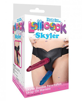 LolliPop Dildo Skyler Double Penetration Strap On Harness by Curve Novelties