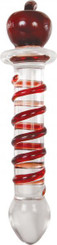 Eves Twisted Crystal Dildo Clear with Red Ribbon Glass Sex Toy