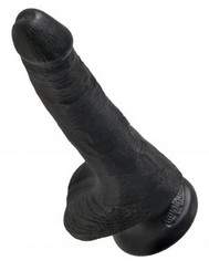 King Cock 6 inches Cock with Balls Black Dildo
