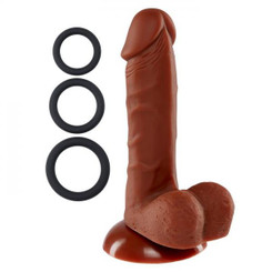 Pro Sensual Premium Silicone Dong 6 inch with 3 C-Rings Brown Adult Toy