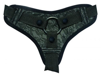 Midnight Lace Strap On Harness Black O/S by Sportsheets