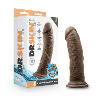 Dr. Skin Glide 8in Self Lubricating Dildo Chocolate by Blush Novelties
